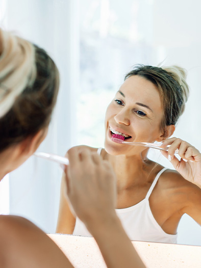 brushing and flossing